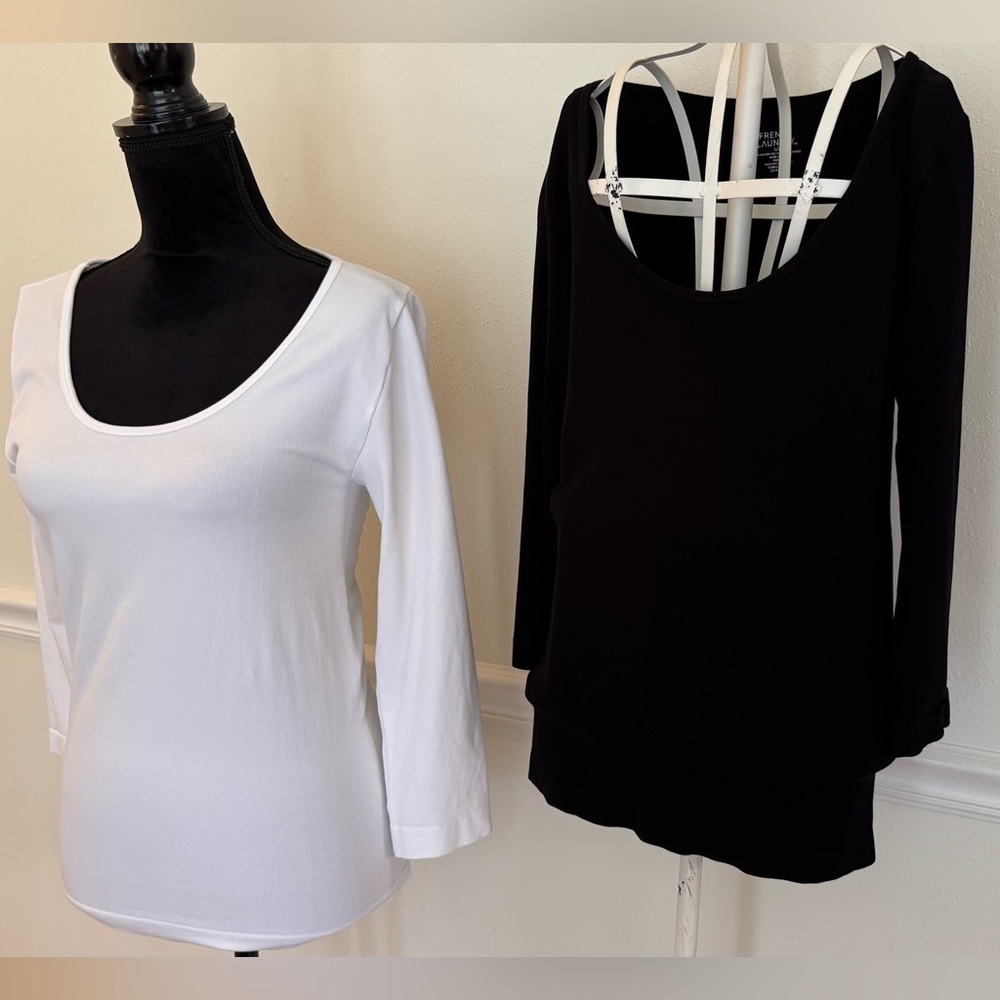 French Laundry Women’s Long Sleeve Tee - Black & White
